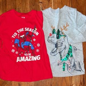 Carter's Festive Red and Gray Long Sleeve Tees